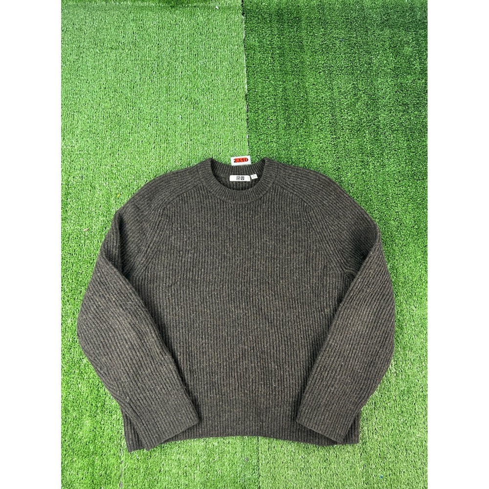 Uniqlo U Christophe Lemaire Ribbed Knit Crew Neck Sweater Heathered Brown M